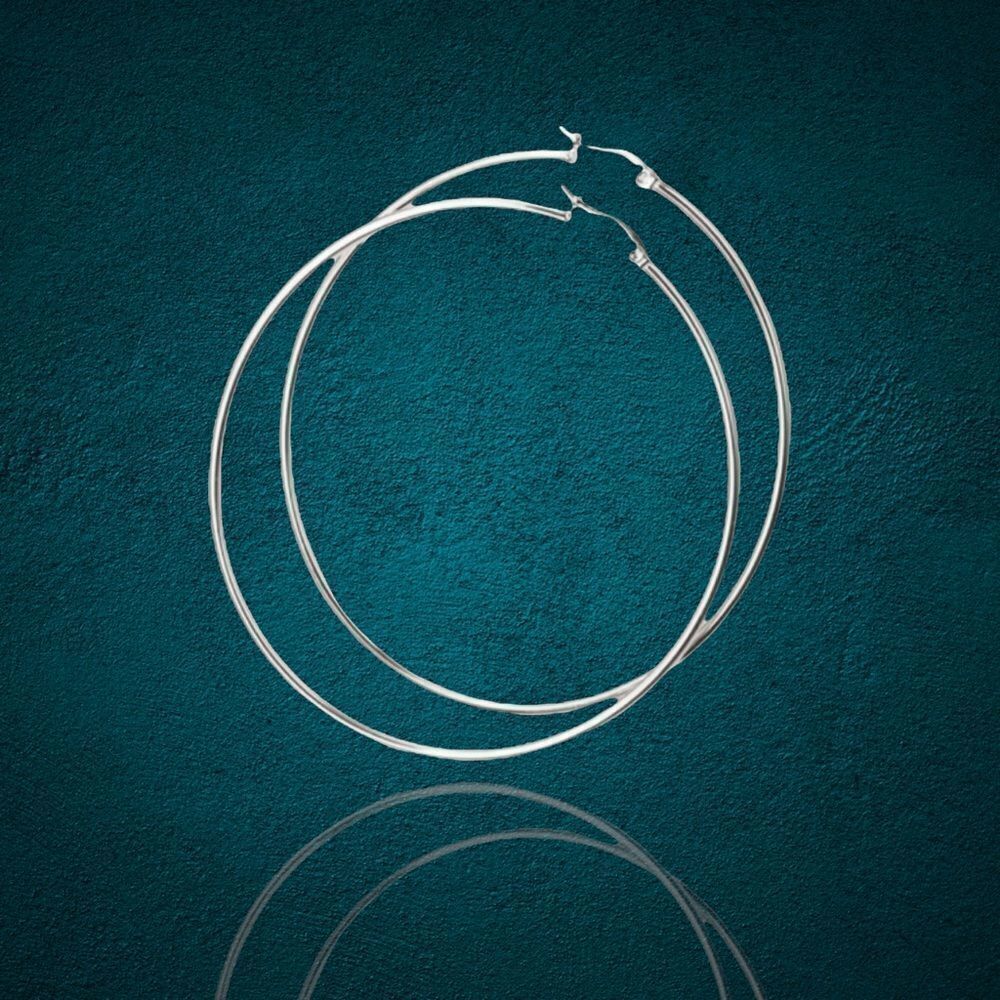 ❤️077❤️ 14k White Gold Hoop‎ Earrings 1” @BobbisDaughters
